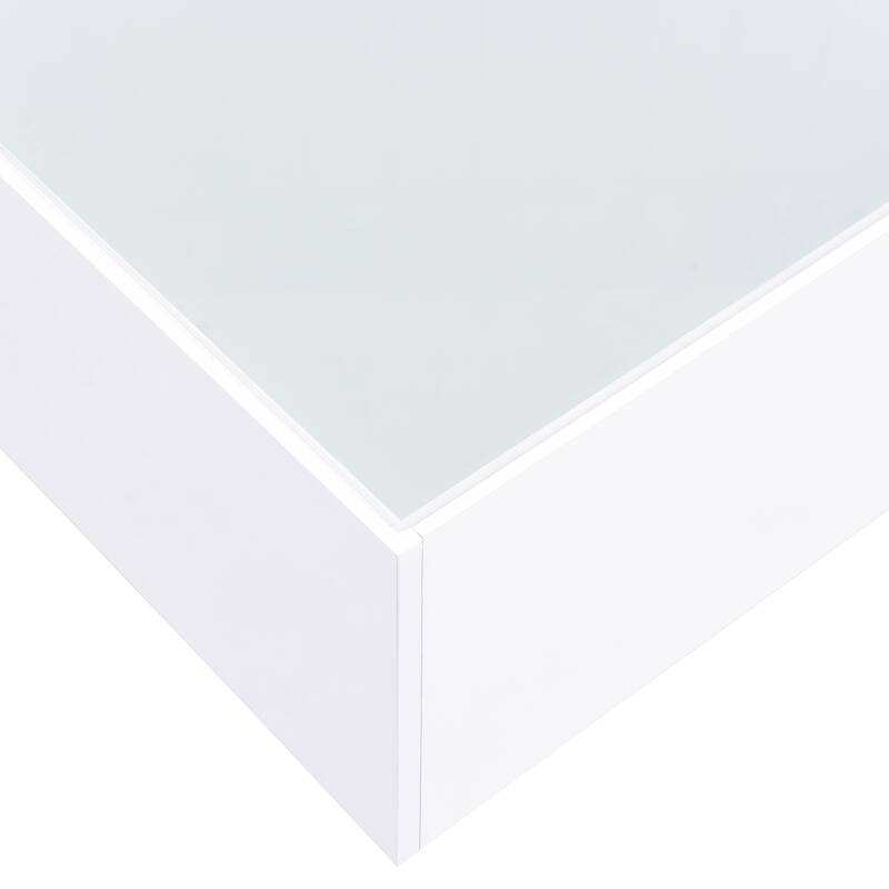 Square High Glossy Coffee Table with 16-Color LED Strip Lights, Modern Center Table with Tempered Glass Top for Living Room