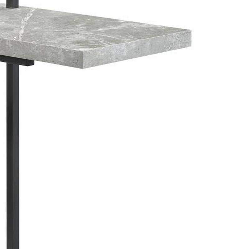Side Table with Plugin and Cantilever Base, Gray