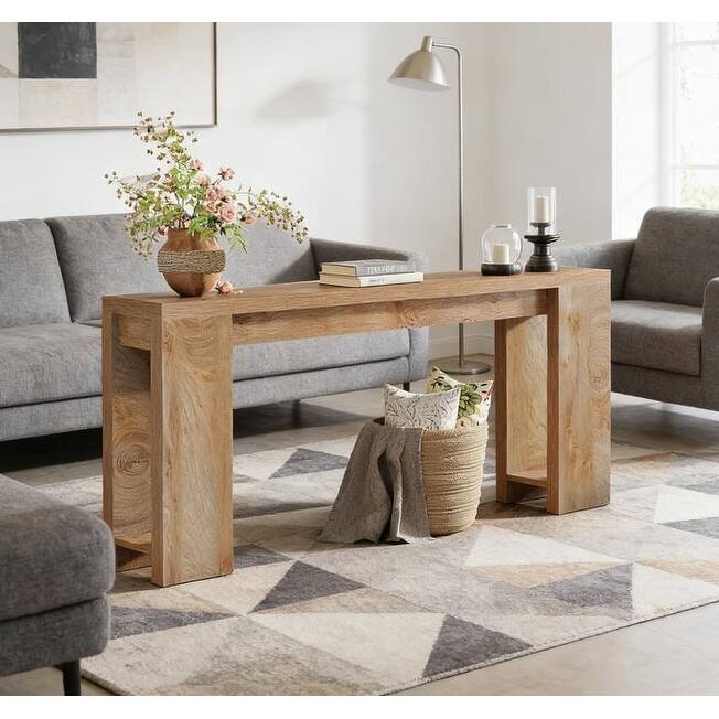 Rossetta Farmhouse Simple Slim Profile Wood-Grain Finish Entryway Table - Brown+Oak