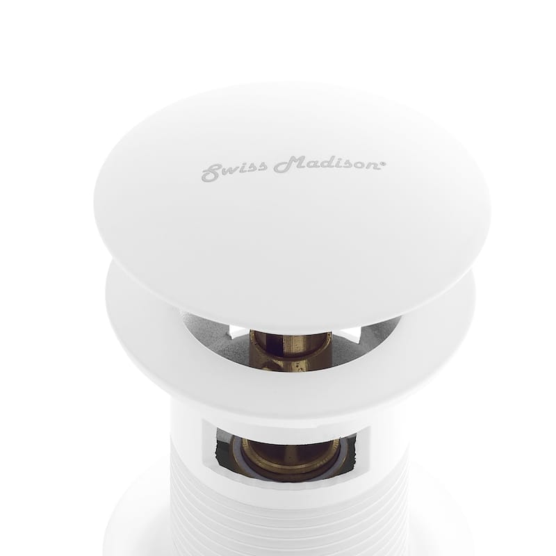 Swiss Madison Residential Pop Up Sink Drain 1.75 In Matte White - 2.6" x 1.25" 8.05" - 2.6" x 1.25" 8.05" - White