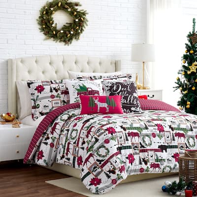 Merry Town Christmas Oversized Reversable 6-Piece Comforter Set