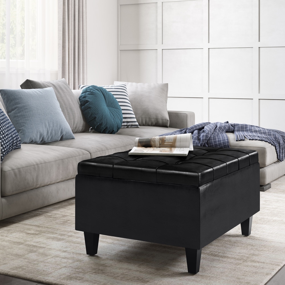 Black hotsell leather ottoman