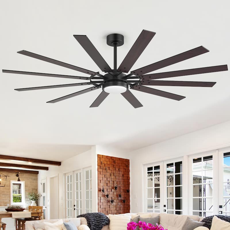 80/72/52/42-IN LED Ceiling Fan with Light Kit and Remote(5/10/12-Blade)