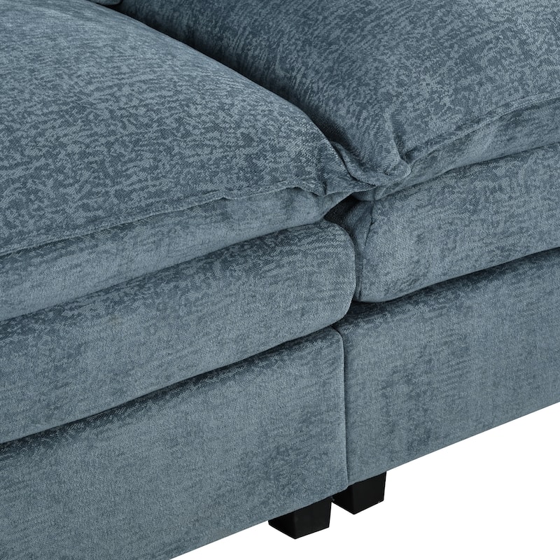 U-Shaped Comfy Cloud Couch, 6-Seat Chenille Deep Seat Sofa with Armrest Cushions