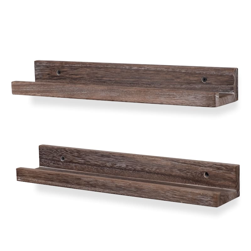 Rustic State Solid Wood Picture Ledge Wall Shelf 17 Inch - Pack of 2