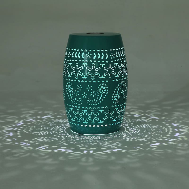 Danya Indoor/Outdoor Iron Side Table with Solar Powered Light and Built-In Battery by Christopher Knight Home