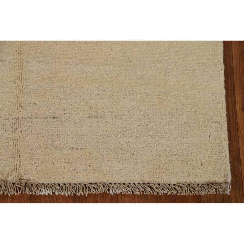 Modern Gabbeh Oriental Accent Rug Handmade Beige Wool Carpet - 2'9"x 4'0"