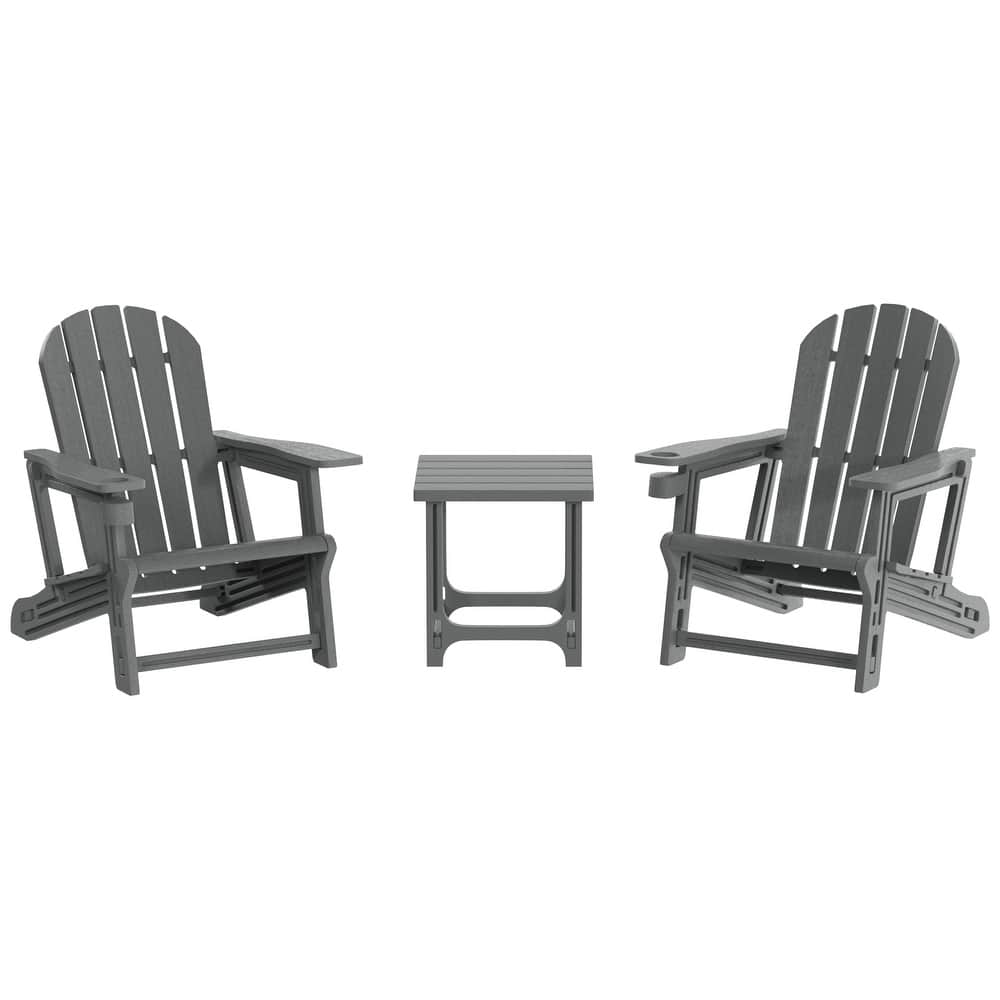 Coastline Outdoor Poly 3-Piece Set Adirondack Chair with Side Table