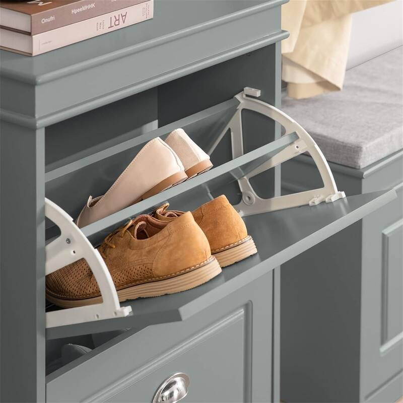 Black Shoe Cabinet with 3 Flip Drawers