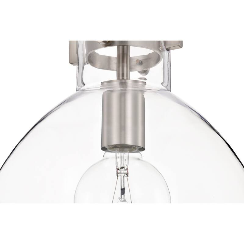 Brushed Nickel 1-Light 10 Inch Bowl Shaped Clear Glass Pendant