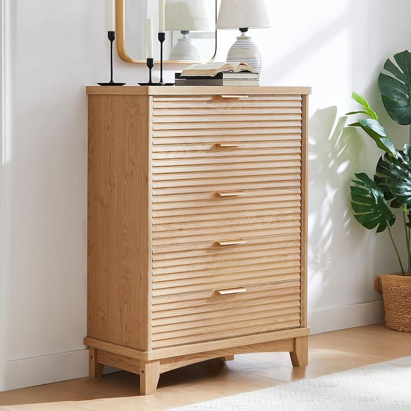 Wooden Drawers Dresser with Charging Station Dresser for Bedroom Chest of Drawers