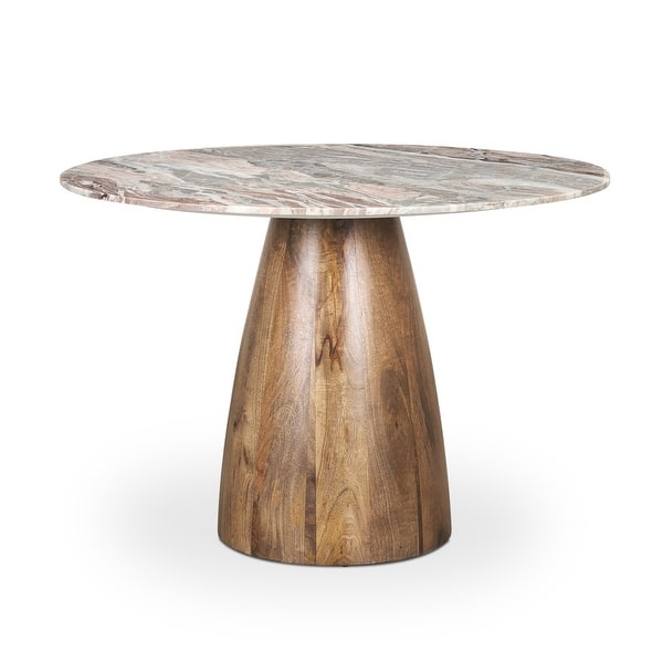 slide 2 of 9, Allyson Round Medium Brown w/ Pink Marble Pedestal Dining Table - 42.0L x 42.0W x 30.0H 42.0L x 42.0W x 30.0H