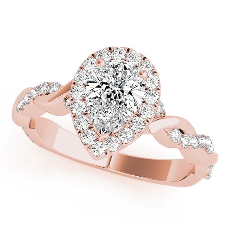 Auriya 14k Rose Gold Lab Grown Pear Diamond Halo Engagement Ring 0.50 to 5.00 ct. tw. (F-G VS) - 5.00 ct. center - 8.5