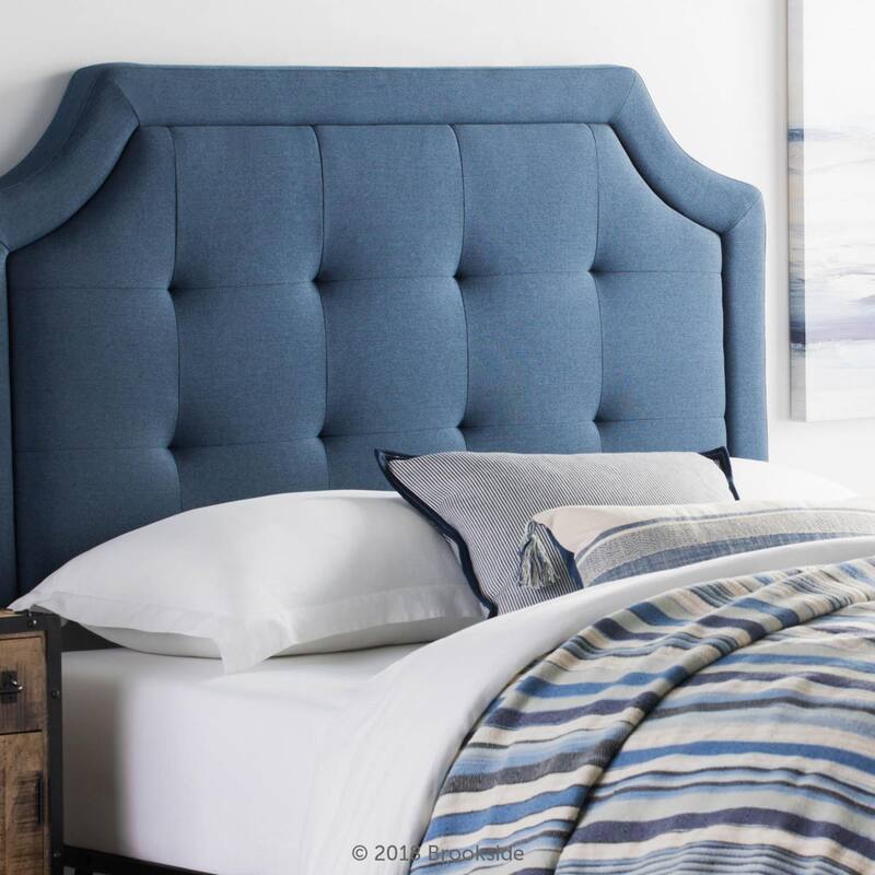 Brookside Liza Upholstered Curved and Scoop-Edge Headboards - Navy-Scooped - Queen