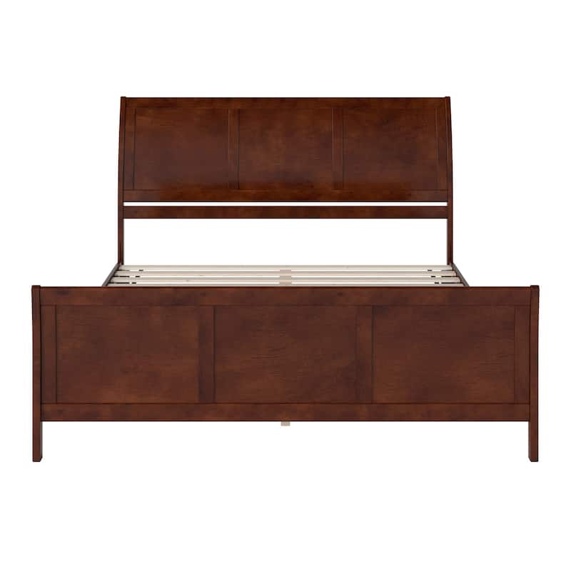 Valencia Solid Wood Low Profile Sleigh Platform Bed with Matching Footboard