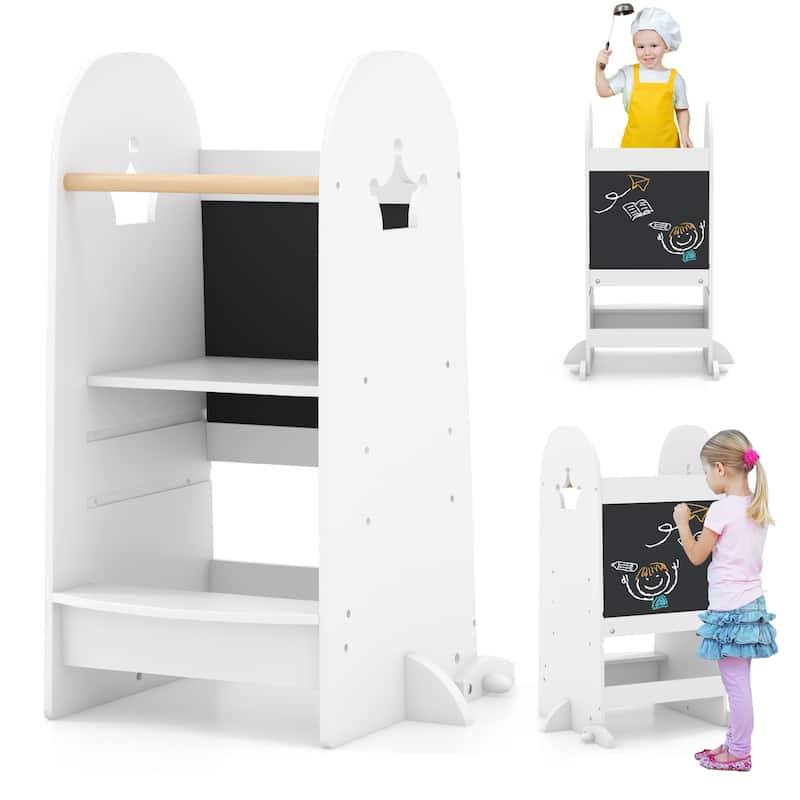 Gymax Multi-purpose Kids Kitchen Tower Children Standing Tower Kids - White