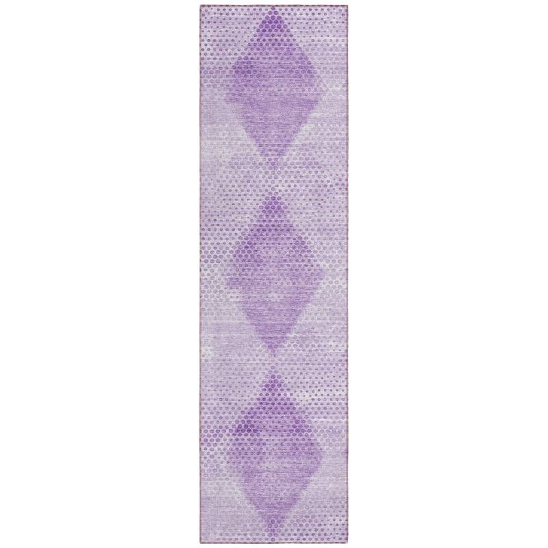 Machine Washable Indoor/ Outdoor Modern Diamonds Chantille Rug