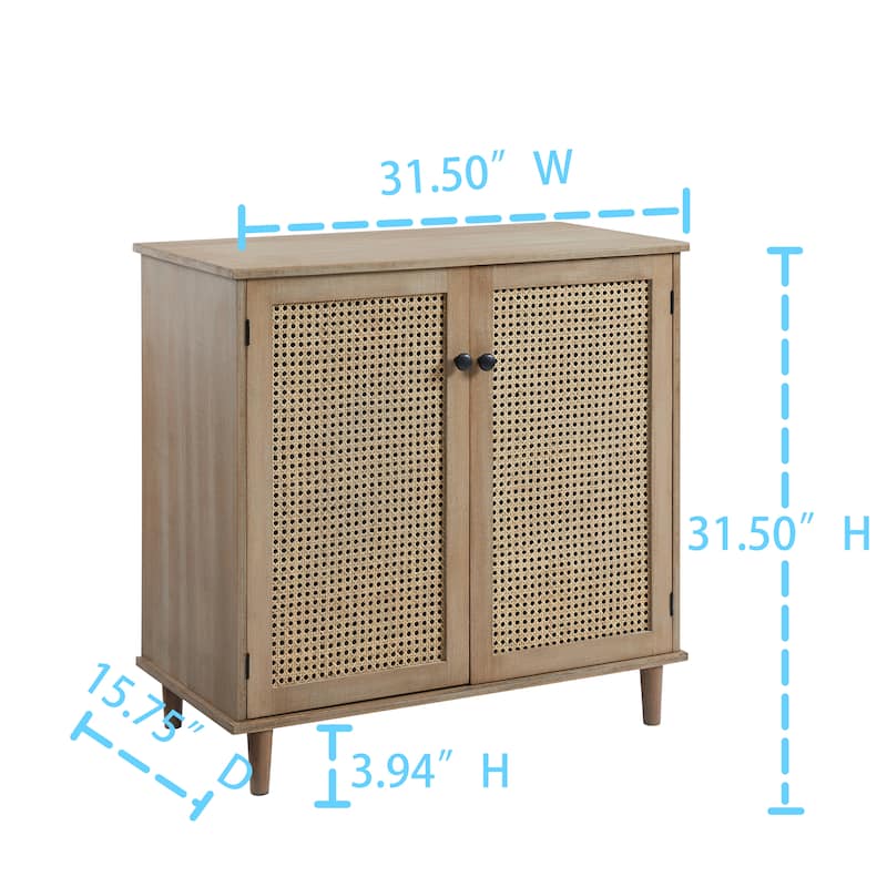 Art Leon Woven Rattan Wicker Accent Cabinet