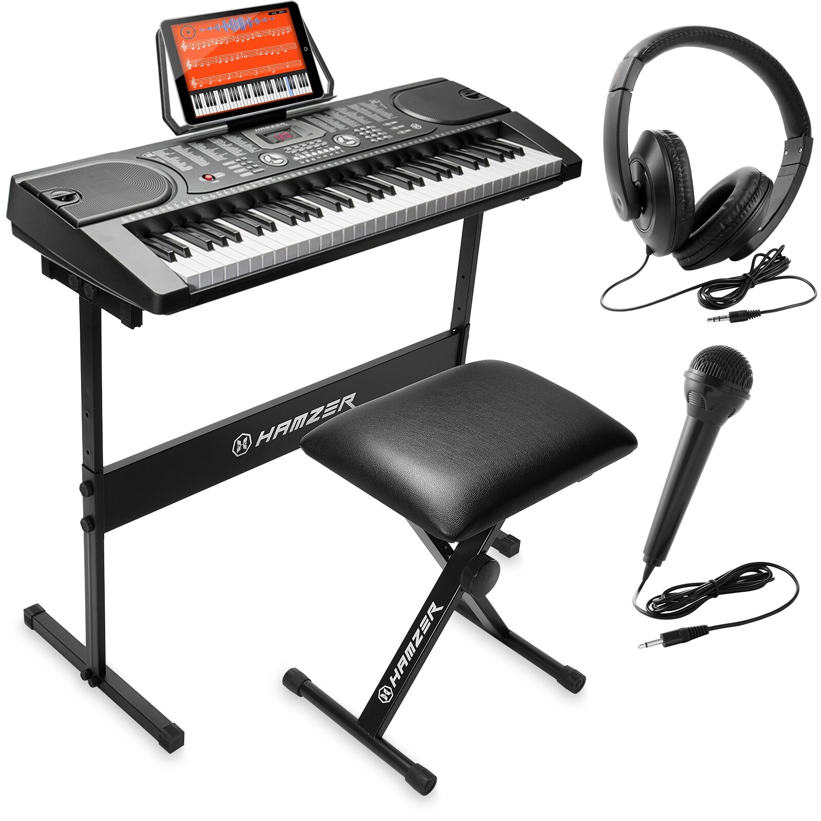 Electronic Piano With Stand Stool Headphones Microphone Sticker Overstock 2385