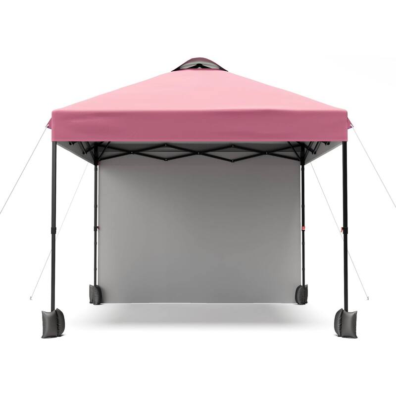 10x10ft Portable Instant Pop Up Canopy Tent with 1 Sidewall for Parties, Camping, Beach - N/A