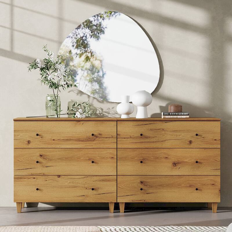 WAMPAT 6-Drawer Dresser and Nightstands Set of 3 for Bedroom, 70.8"