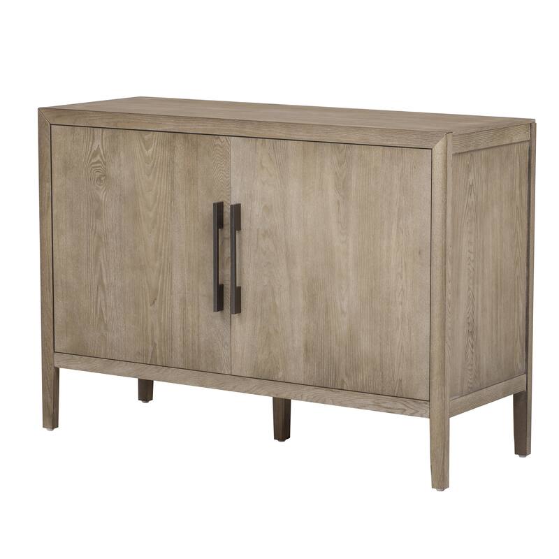 2 Door Cabinet Storage Cabinet with 2 Metal Handles & Adjustable Shelves, Wooden Entryway Cabinets Coffee Bar Cabinets