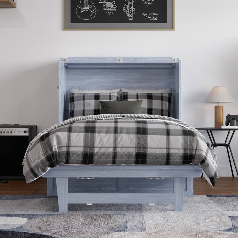 AFI Northfield Murphy Bed Chest with 6" Mattress, Storage Drawer & Built-In Charger