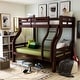 preview thumbnail 2 of 8, Biff Transitional Twin over Full Solid Wood Bunk Bed with Ladder by Furniture of America Dark Walnut