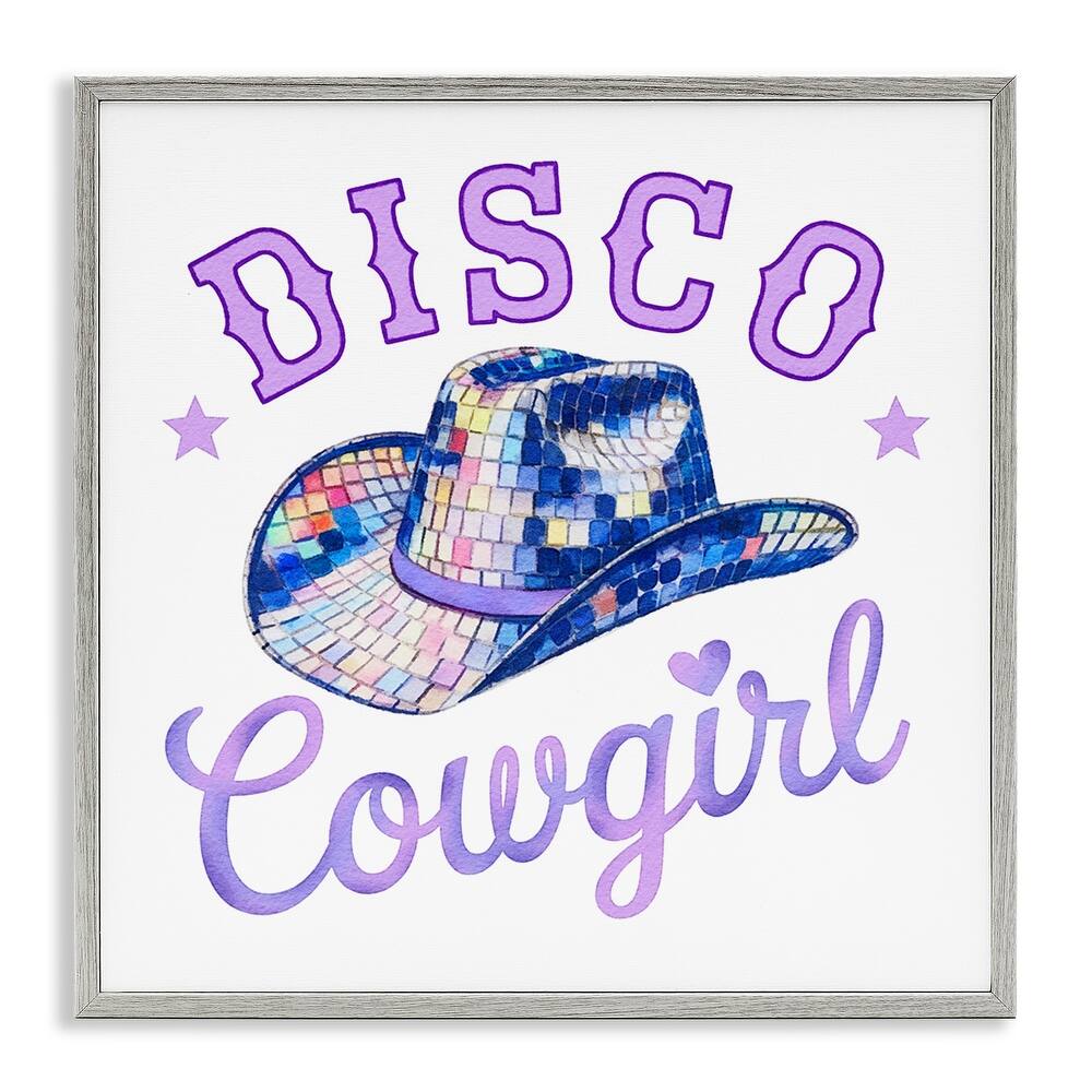 Stupell Purple Disco Cowgirl Hat Framed Giclee Art Design By Amanda Greenwood