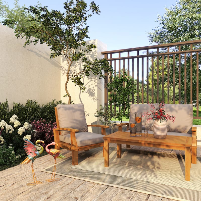 Metal Flamingo Indoor Outdoor Embossed Standing Decorative Garden Sculpture - Set of 2 Multi Colored - Roche River Decor