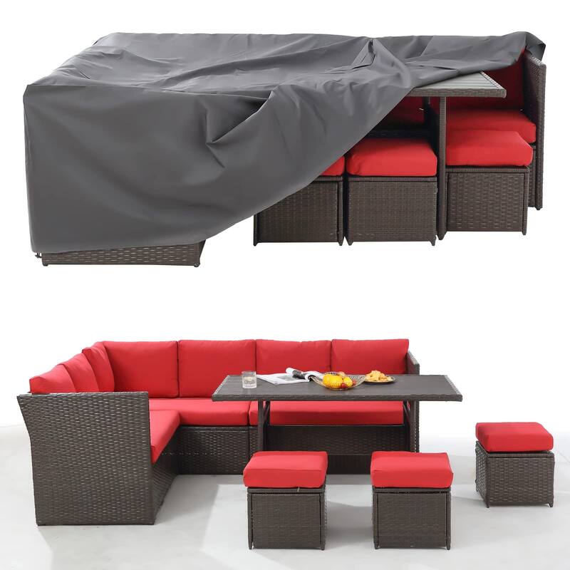 AECOJOY Patio Furniture Set Cover Waterproof Outdoor Sectional Sofa Cover - 90.5"x72.5"x27.5"