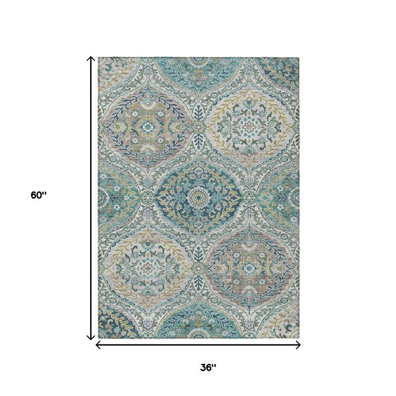 HomeRoots Floral Traditional Rectangle Outdoor Rug