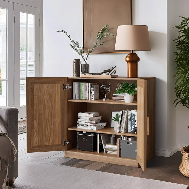 Wooden Accent Cabinet Storage Modern Sideboard Buffet Cabinet with Adjustable Shelf for Living Room Dining Room Entryway