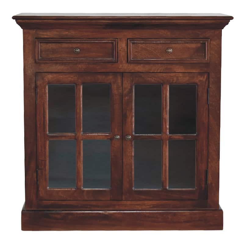 HomeRoots 35" Brown Distressed Solid Wood Accent Cabinet With Two Doors And Two Drawers