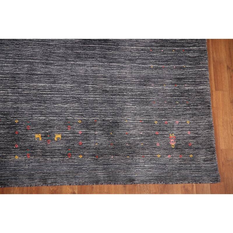 Striped Gabbeh Oriental Area Rug Wool Carpet - 8'9" x 11'6"