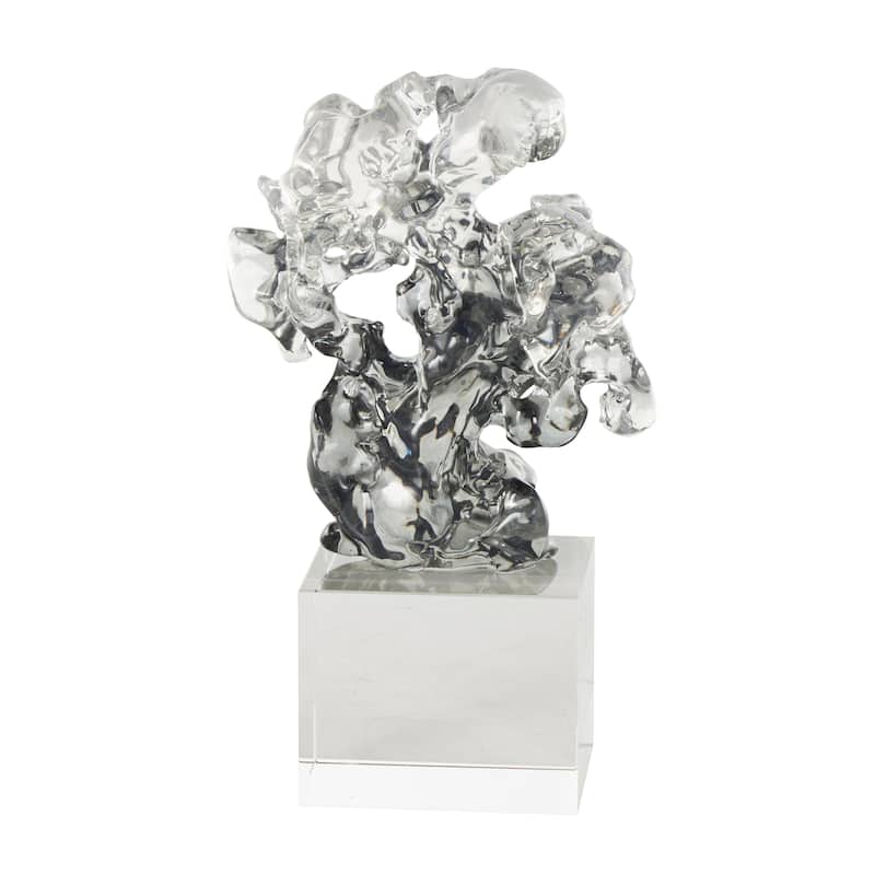 Glass Abstract Freeform Decorative Sculpture with Clear Square Base - Clear - Roche River Decor
