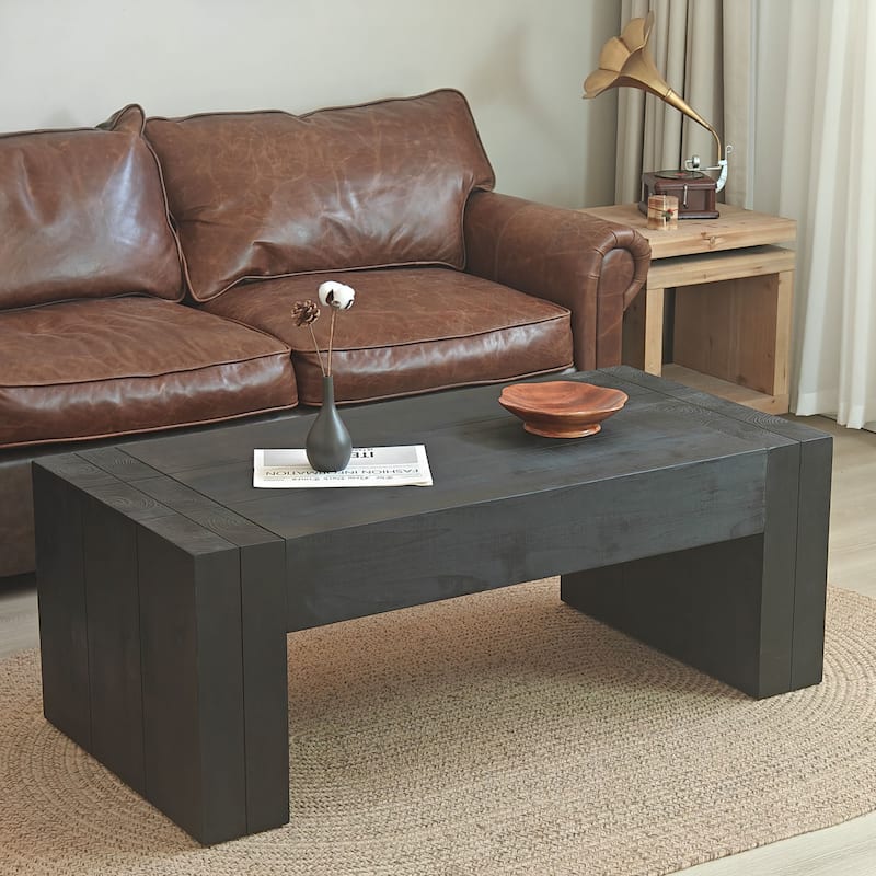 Wood Living Room Table Versatile Tea Table ,Rustic Wood Coffee Table - Black,Wood