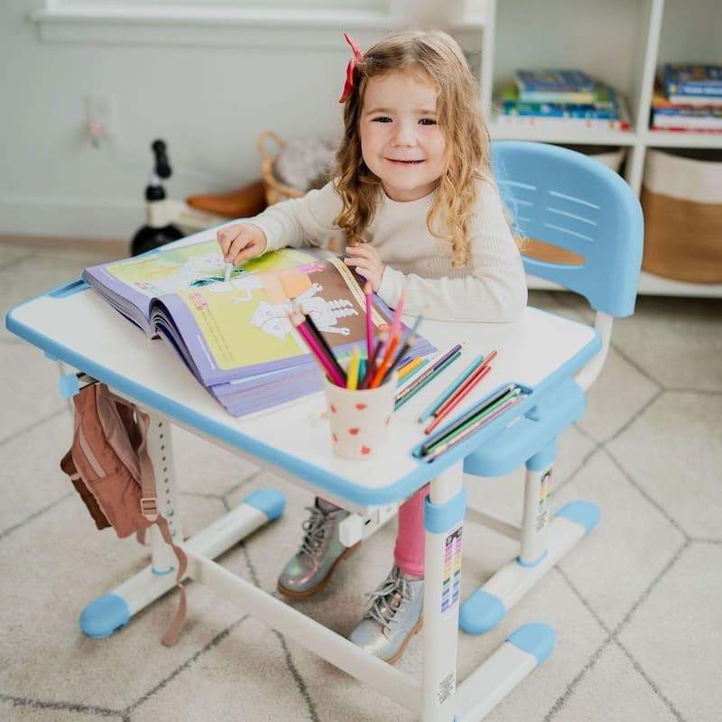 Mount-It! Height Adjustable Kid's Desk Set with Chair Blue
