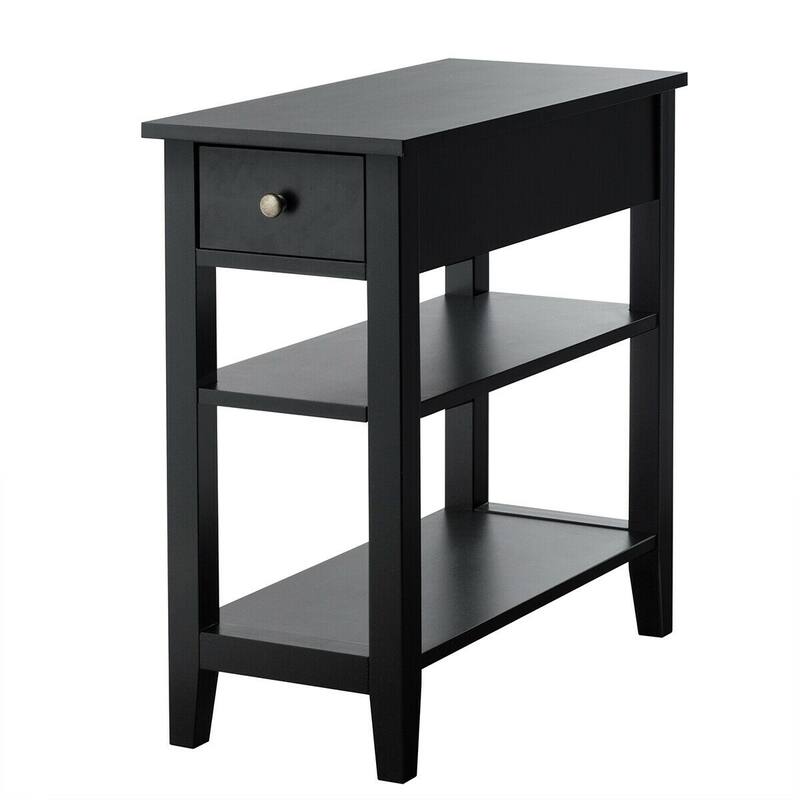 Gymax 3 Tier Nightstand Bedside Table Sofa Side End Table w/Double