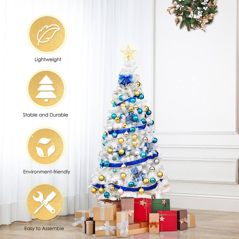 Artificial Christmas Tree White Pine Tree with Solid Metal Legs