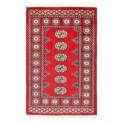ECARPETGALLERY Hand-knotted Finest Peshawar Bokhara Red Wool Rug - 2'8 x 4'1