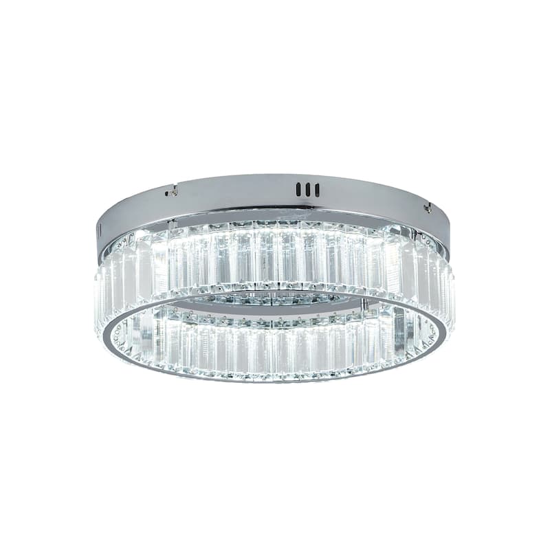 Transitional 1-Light Chrome Crystal LED Flush Mount
