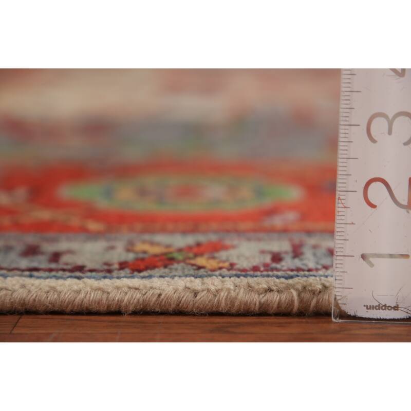 Medallion Heriz Serapi Indian Area Rug Hand-Knotted Wool Carpet - 8'11"x 11'9"