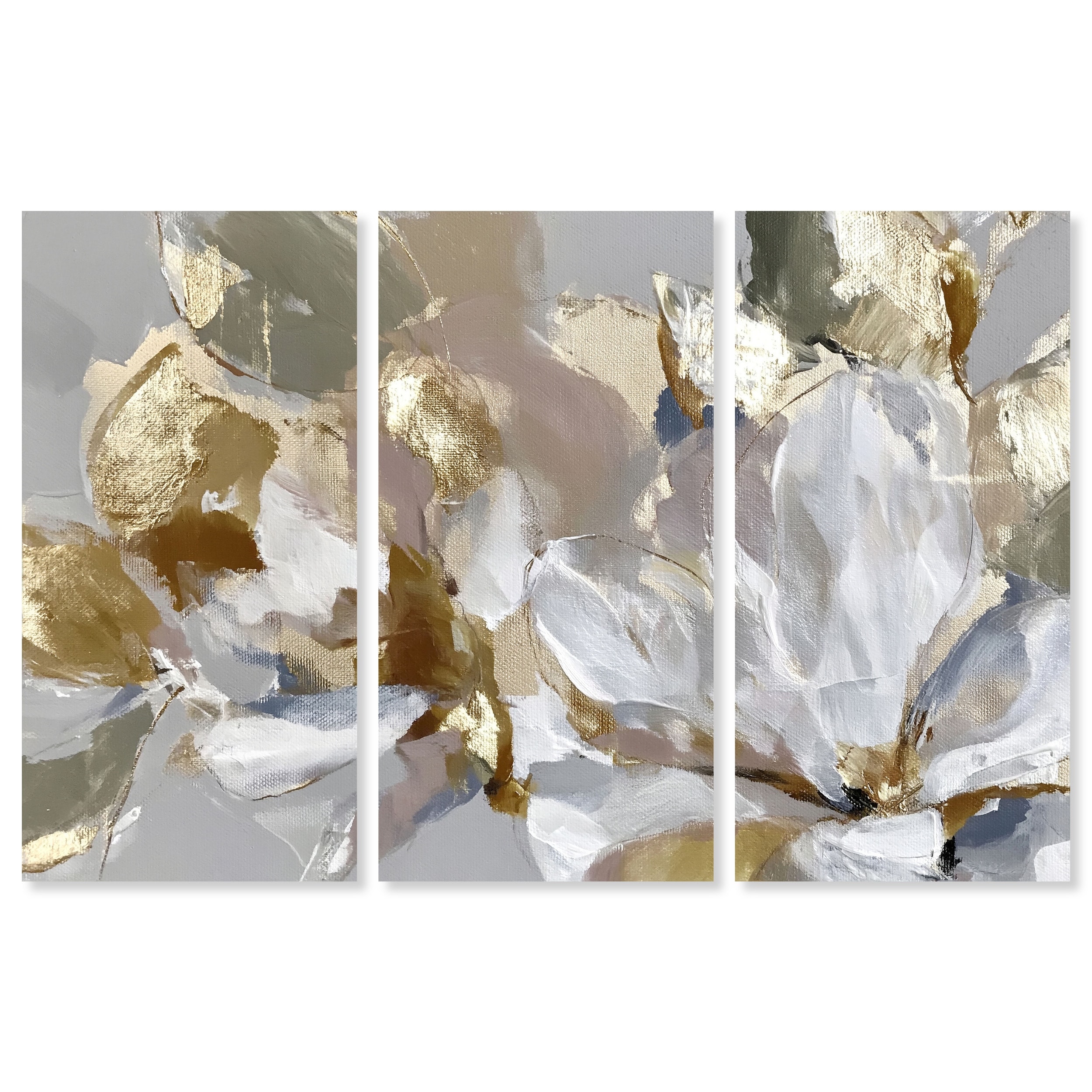 Floral Majesty II Golden Floral Art Set Canvas Print by Art Remedy