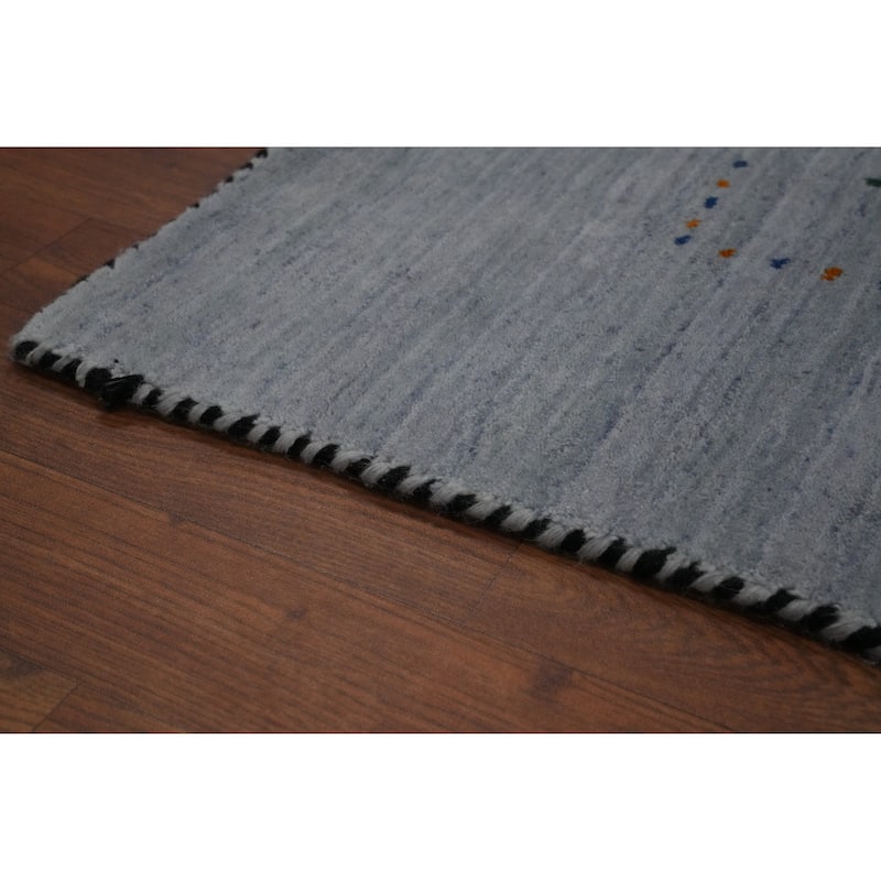 Hand Knotted Oriental 100% Wool Carpet Tribal Tribal Navy Blue & Blues Gabbeh Area Rug - 9' 11'' X 8' 3''