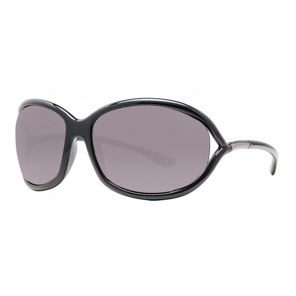 Tom Ford Jennifer TF 8 199 Shiny Black Smoke Gray Women's Soft Square Sunglasses - Shiny Black - 61mm-16mm-120mm