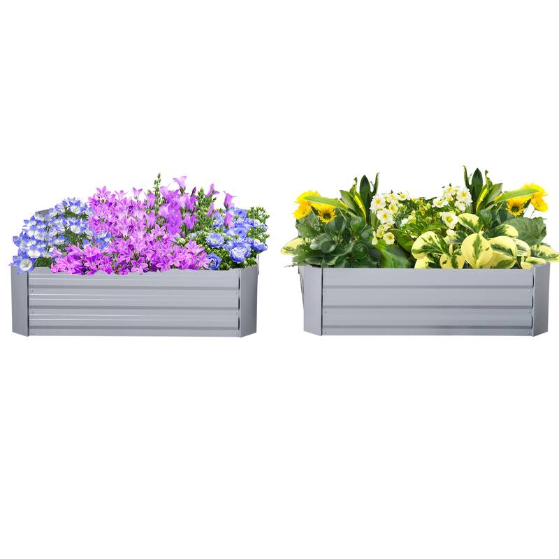 Weather-Resistant Raised Flower Beds Metal Raised Rectangular Flower Beds with Open Bottom for Growing Vegetables Flowers