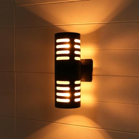 Black/Gold 2-light Die-cast Aluminum Outdoor Wall Sconce
