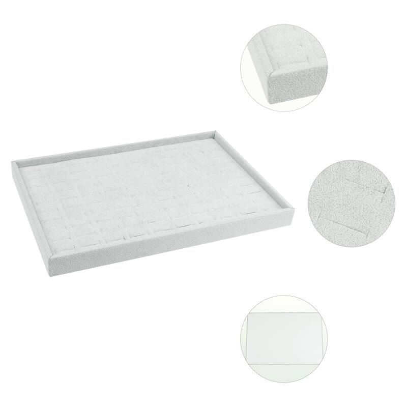 Velvet Jewelry Organizer Trays with Removable Dividers for Drawers, Jewelry Organizer Drawer Inserts Container - Grey - Ring Tray