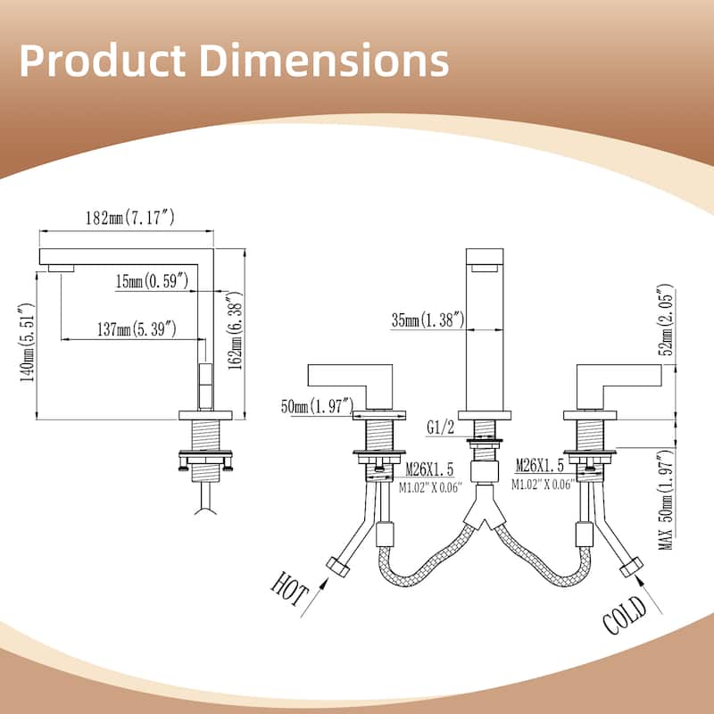 Modland 8 Inch Widespread Bathroom Faucet Double Handle Bathroom Sink Faucet with CUPC Supply Lines